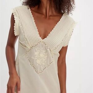 Free People Cream Lace Detail Chemise